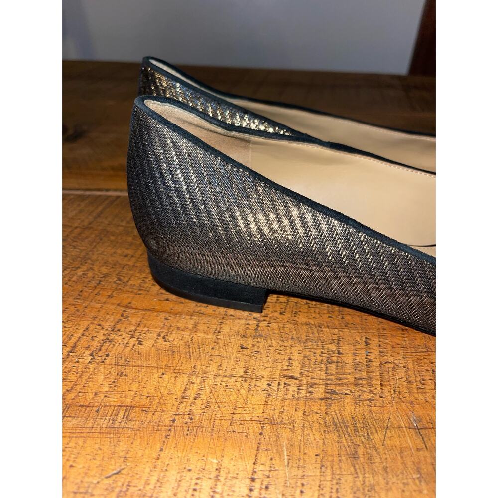 Womens Talbots Gold Metallic Black Trim Dressy Flats Bow Accent‎ Size 10 - Picture 4 of 9